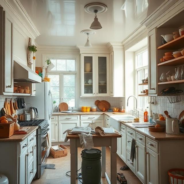 Messy and cluttered home interior before organizing