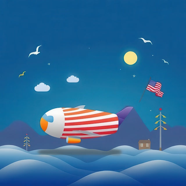 Cartoon delivery van with USA flag