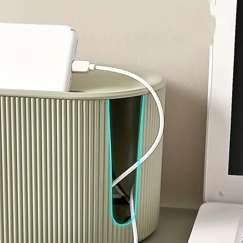 plastic cable cover box on floor